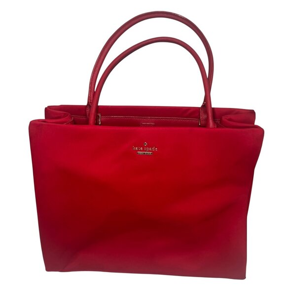 Kate Spade ~ Phoebe Red Nylon Tote Top handle Shoulder bag, Striped interior - Picture 1 of 16